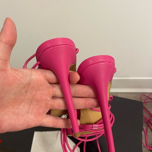 Hot pink lace-up heels size US 7 UK 5 - Picture 3 of 6